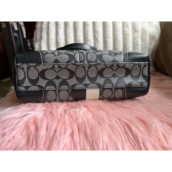 Vintage Coach Heritage Chelsea Signature Tote with Stripe in Grey, Black & Blue - Picture 3 of 11